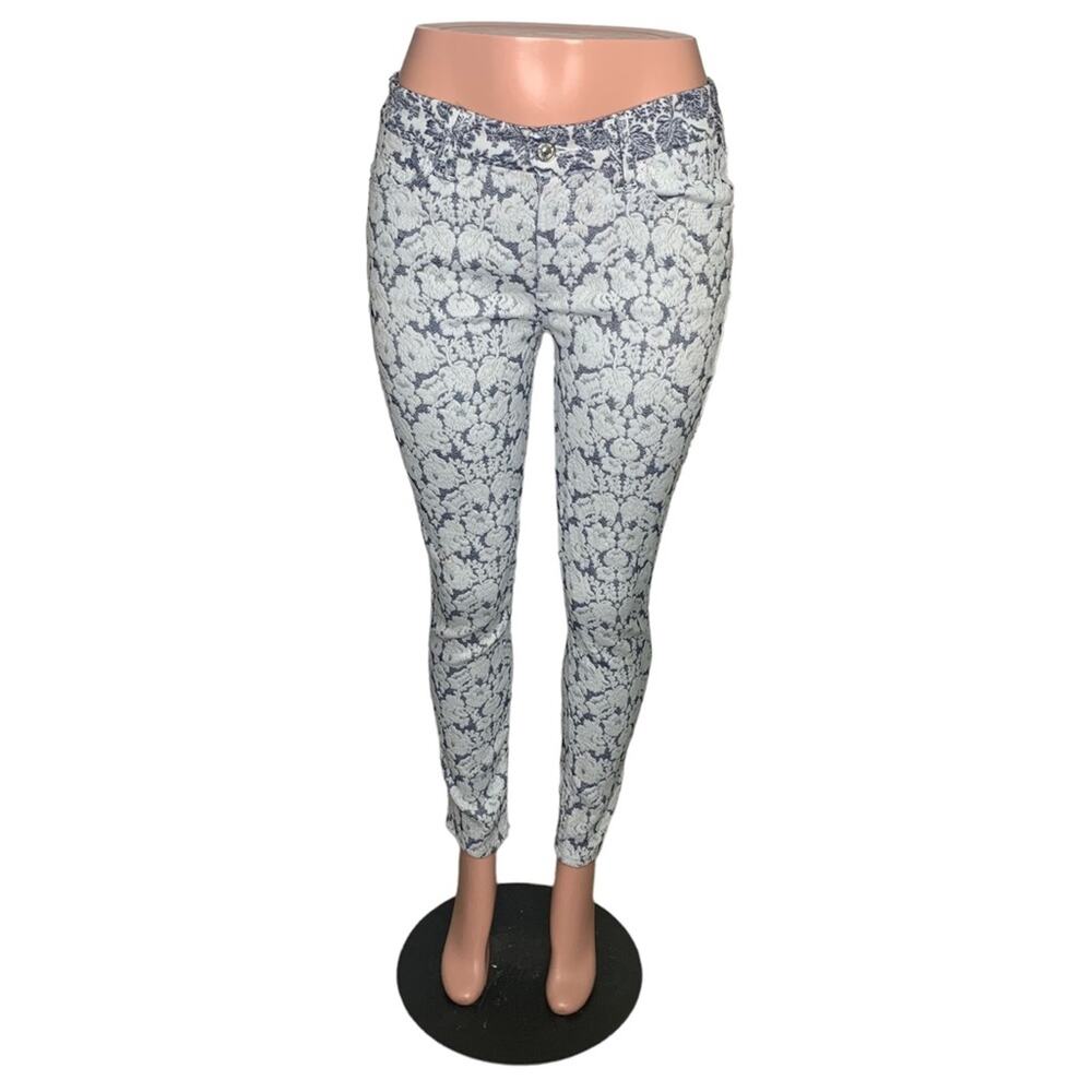 7 For All Mankind Jacquard Floral Skinny Jeans 5 Working Pockets Size 29